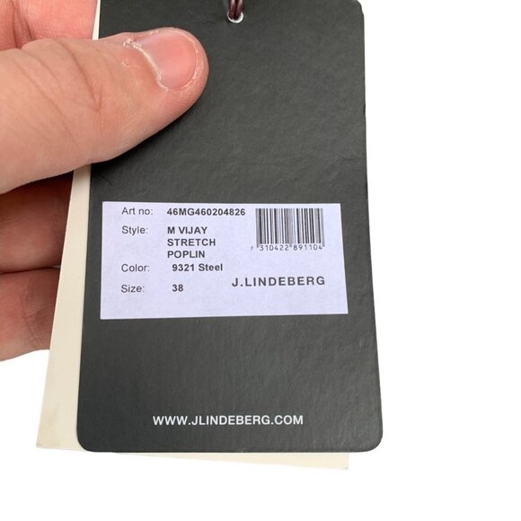 BRAND New J. Lindeberg Dress Shirt Size 38 Gray Poplin - Picture 6 of 6